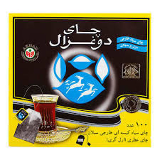 تصویر از دو غزال چای سیاه کیسه ای معطر 100ع