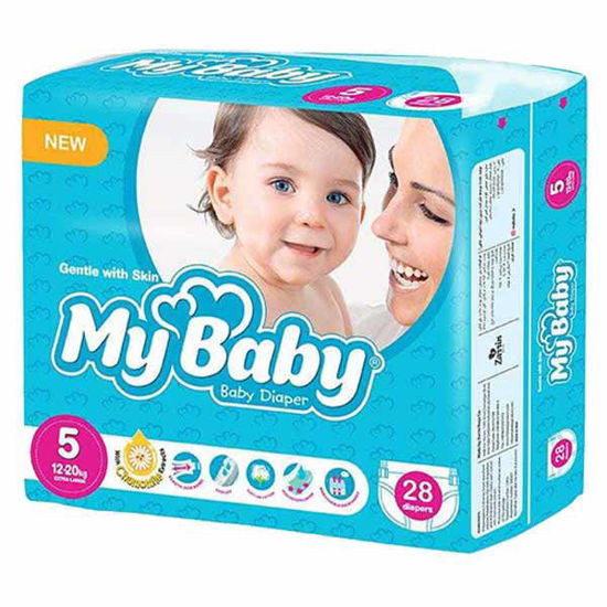 تصویر از مای بیبی پوشک باعصاره بابونه 28ع سایز 5